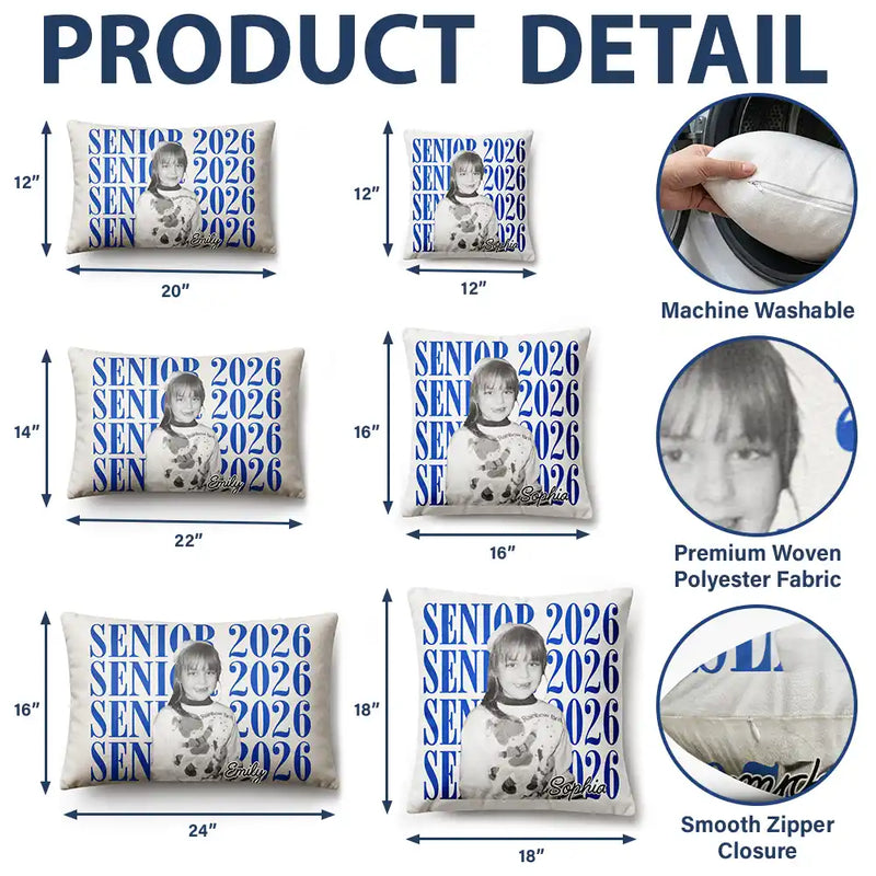 Graduation,Happy,Photo,Proud - Custom Photo Senior Vintage Portrait - Personalized Pillow
