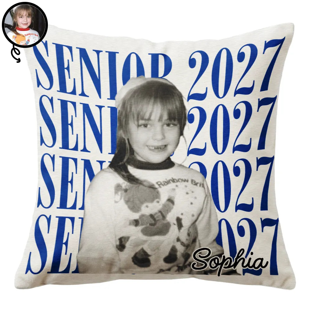 Custom Photo Senior Vintage Portrait - Personalized Pillow