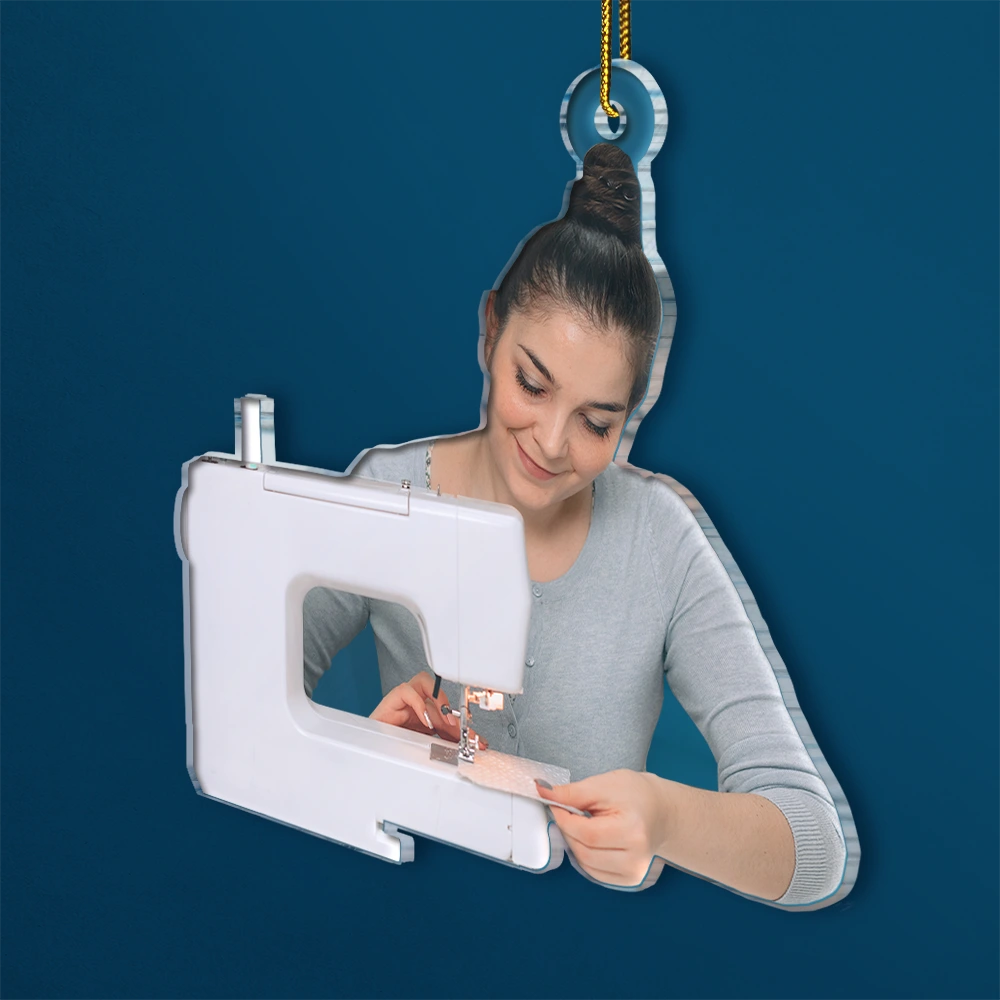 Gift For Yourself,Gift For Women,Gift For Men,Happy,Christmas,Custom Photo,Photo Hobby Ornament - Custom Photo Sewing Christmas Decorations - Personalized Acrylic Photo Ornament