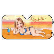 Gift For Yourself, Gift For Women, Gift For Men, Beach, Summer, Happy - Custom Photo Sexy Woman Man At The Beach - Personalized Auto Sunshade