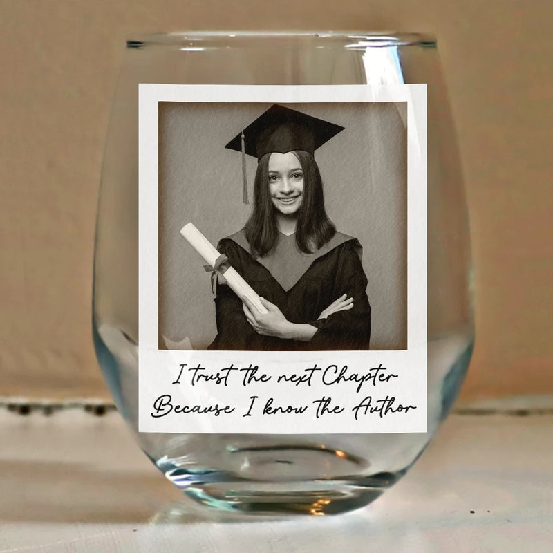 Graduation, Gift For Yourself, Happy, Gift For Women, Gift For Men, Custom Photo - Custom Photo She Believed She Could So She Did - Personalized Stemless Wine Glass