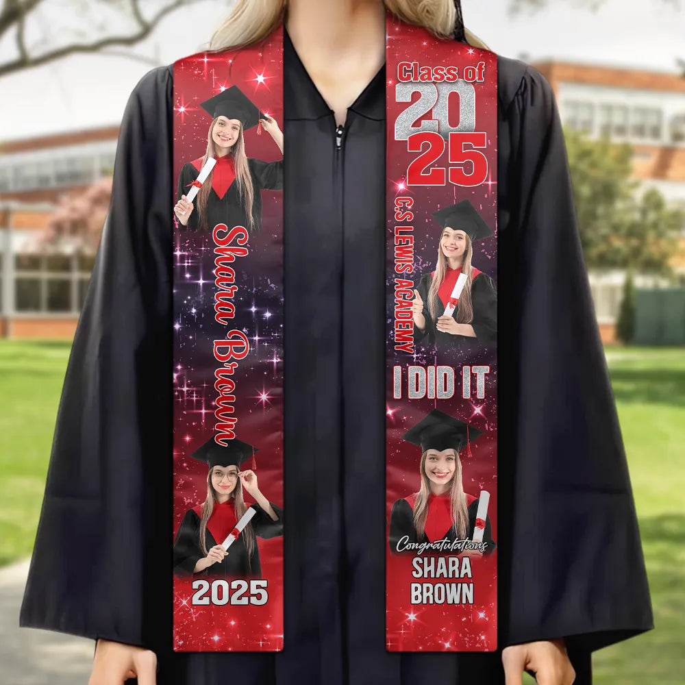 Graduation,Gift For Yourself,Gift For Women,Gift For Men - Custom Photo She Believed She Could So She Did - Personalized Stoles
