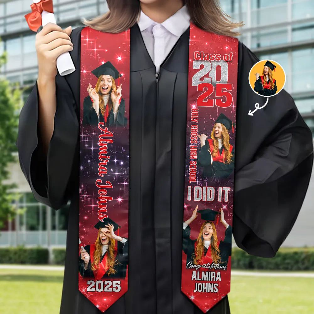 Custom Photo She Believed She Could So She Did - Personalized Stoles