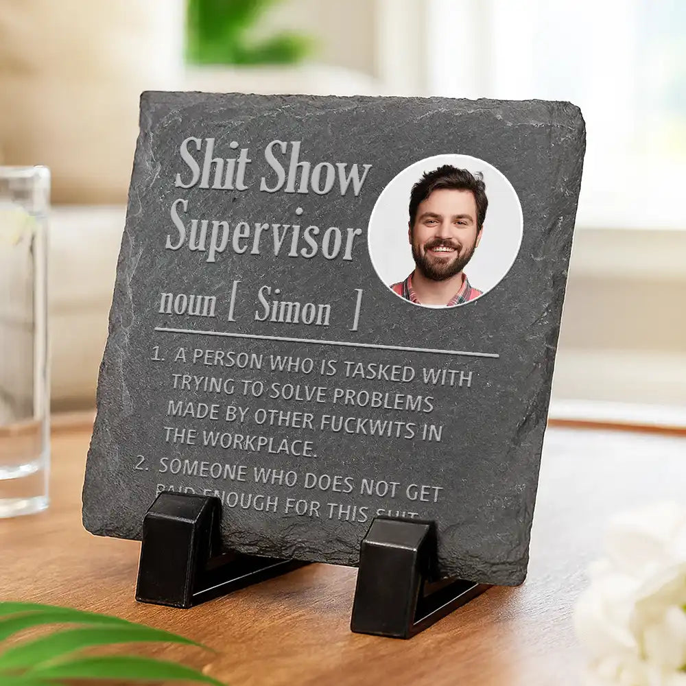 Funny,Gift For Bestie,Gifts For Colleagues,Officer - Custom Photo Show Supervisor Funny Officer Colleague - Personalized Slate Coaster