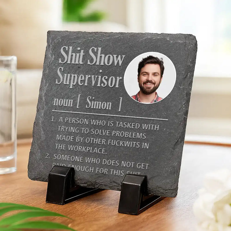 Funny,Gift For Bestie,Gifts For Colleagues,Officer - Custom Photo Show Supervisor Funny Officer Colleague - Personalized Slate Coaster