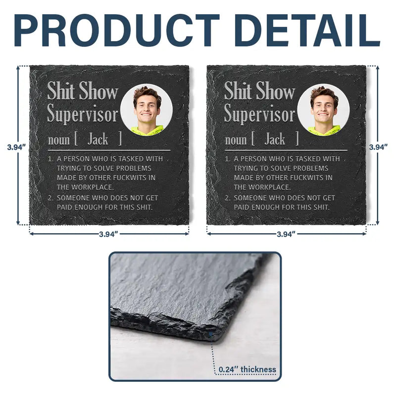 Funny,Gift For Bestie,Gifts For Colleagues,Officer - Custom Photo Show Supervisor Funny Officer Colleague - Personalized Slate Coaster