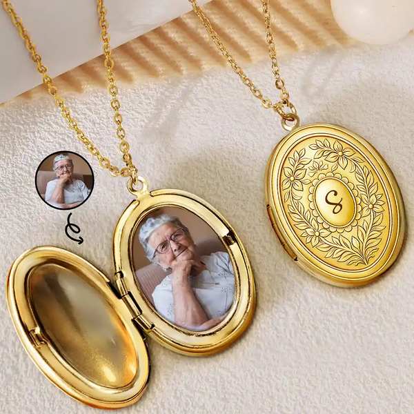 Custom Photo,Gift For Yourself,Gift For Women,Happy - Custom Photo Simple Initial Necklace - Personalized Locket Necklace