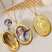 Custom Photo,Gift For Yourself,Gift For Women,Happy - Custom Photo Simple Initial Necklace - Personalized Locket Necklace