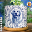 Top Market,Art Design,Pet Memorial,Cozy,Pet Lovers,Memorial,Photo - Porcelain Art Style - Custom Photo Single-Color Watercolor Dog Cat Pet Pet Portrait - Personalized Plant Pot