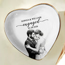 Art Design,Engaged Couple,Romantic,Gift For Couples,Wedding,Photo - Porcelain Art Style - Custom Photo Single-Color Watercolor Wedding Couple Engagement Bridal Shower - Personalized Ring Dish