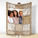 Gift For Sisters,Gift For Bestie,Gift For Women,Christmas,Happy - Custom Photo Sisters Besties Think Of This Blanket As A Hug From Me To You - Personalized Fleece Blanket, Sherpa Blanket