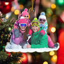 Gift For Yourself,Gift For Women,Gift For Men,Happy,Christmas,Custom Photo,Photo Hobby Ornament - Custom Photo Skiing Lovers Family - Personalized Acrylic Photo Ornament
