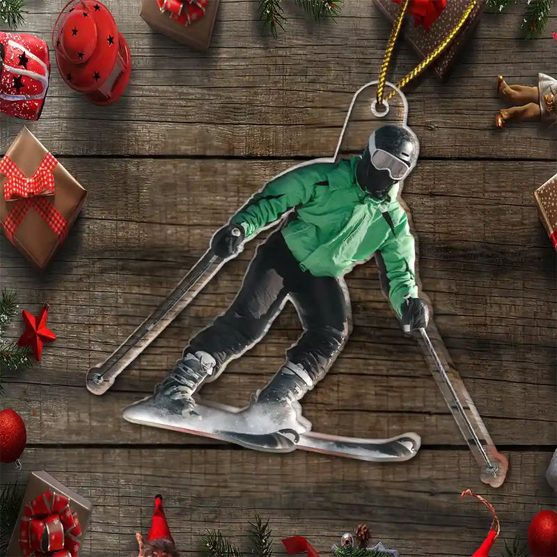 Gift For Yourself,Gift For Women,Gift For Men,Happy,Christmas,Custom Photo,Photo Hobby Ornament - Custom Photo Skiing Lovers Family - Personalized Acrylic Photo Ornament