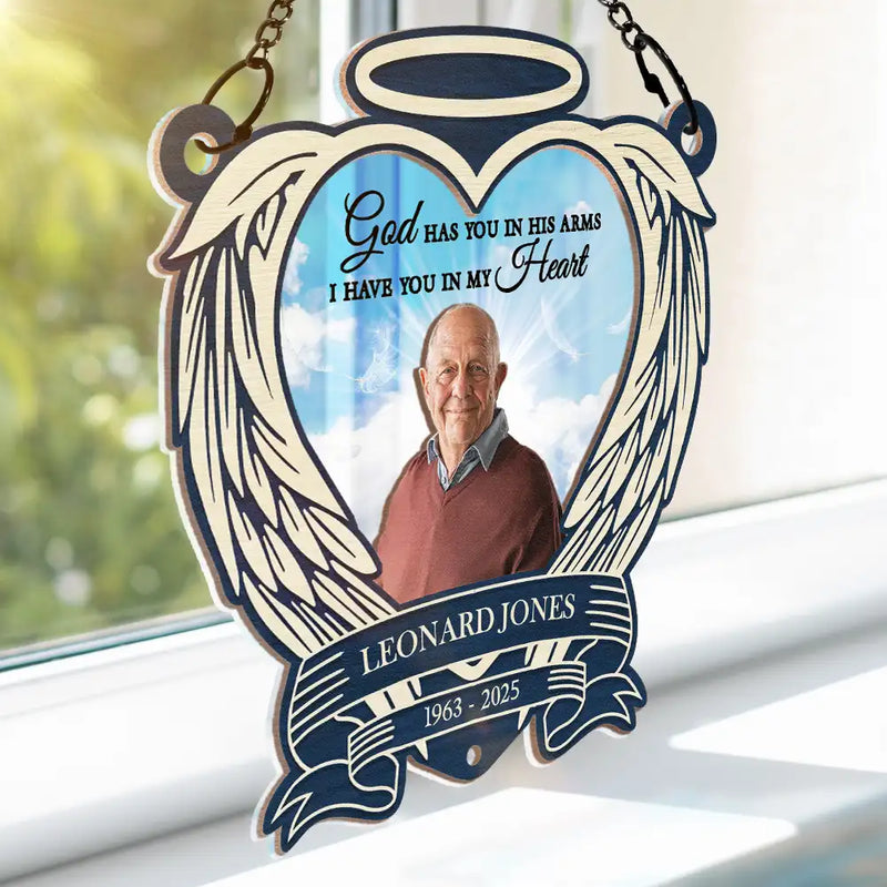 Custom Photo, Memorial, Sad - Custom Photo Sky Memorial Your Light Will Always Shine In My Heart - Personalized Window Hanging Suncatcher Ornament