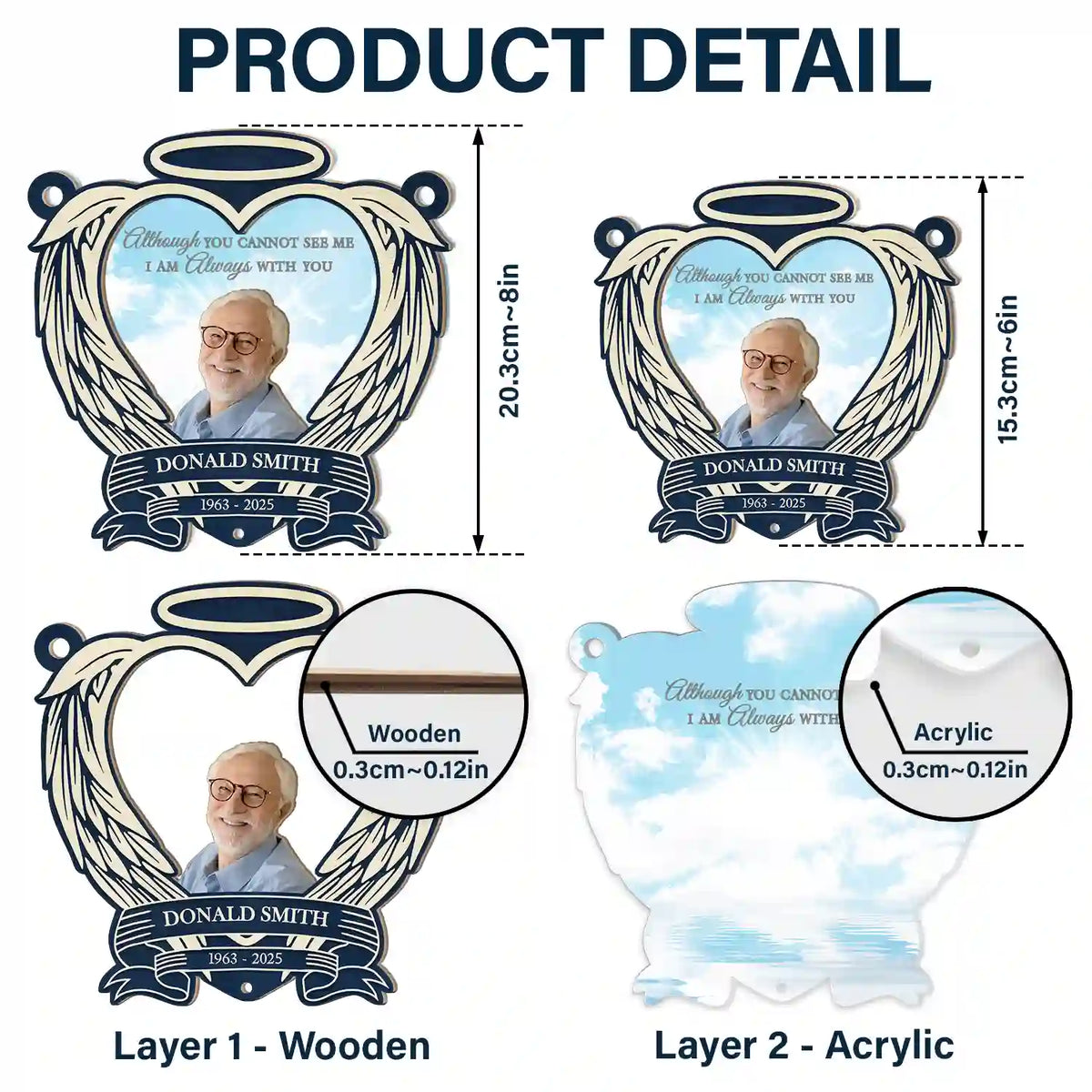 Custom Photo, Memorial, Sad - Custom Photo Sky Memorial Your Light Will Always Shine In My Heart - Personalized Window Hanging Suncatcher Ornament