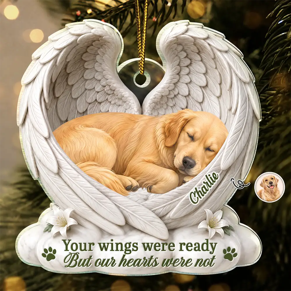 Custom Photo Sleeping Angel Your Wings Were Ready But Our Hearts Were Not - Personalized Custom Shaped Acrylic Ornament