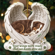 Art Design,Sentimental,Christmas,Pet Lovers,Memorial,Photo - Sleeping Dog Cat Baby - Custom Photo Sleeping Angel Your Wings Were Ready But Our Hearts Were Not - Personalized Custom Shaped Acrylic Ornament