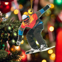 Gift For Yourself,Gift For Women,Gift For Men,Happy,Christmas,Custom Photo,Photo Hobby Ornament - Custom Photo Snowboarding Lovers - Personalized Acrylic Photo Ornament