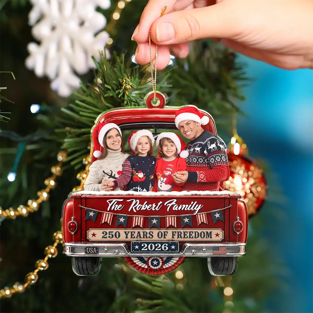 Independence Day,America 250th,Christmas,Proud,Custom Photo,Family,Remove BG Photo - Custom Photo Snowman 250 Years Of Freedom - Personalized Custom Shaped Acrylic Ornament