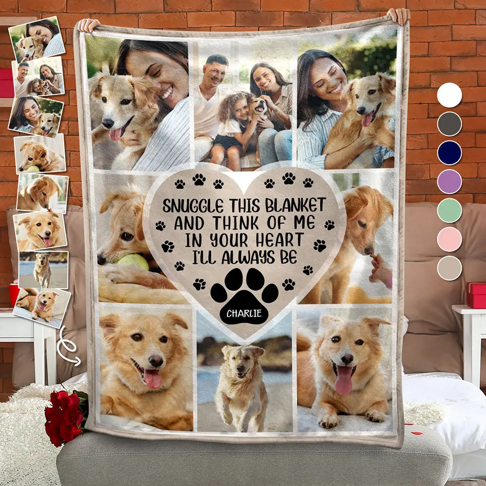 Custom Photo Snuggle This Blanket And Think Of Me - Personalized Fleece Blanket, Sherpa Blanket