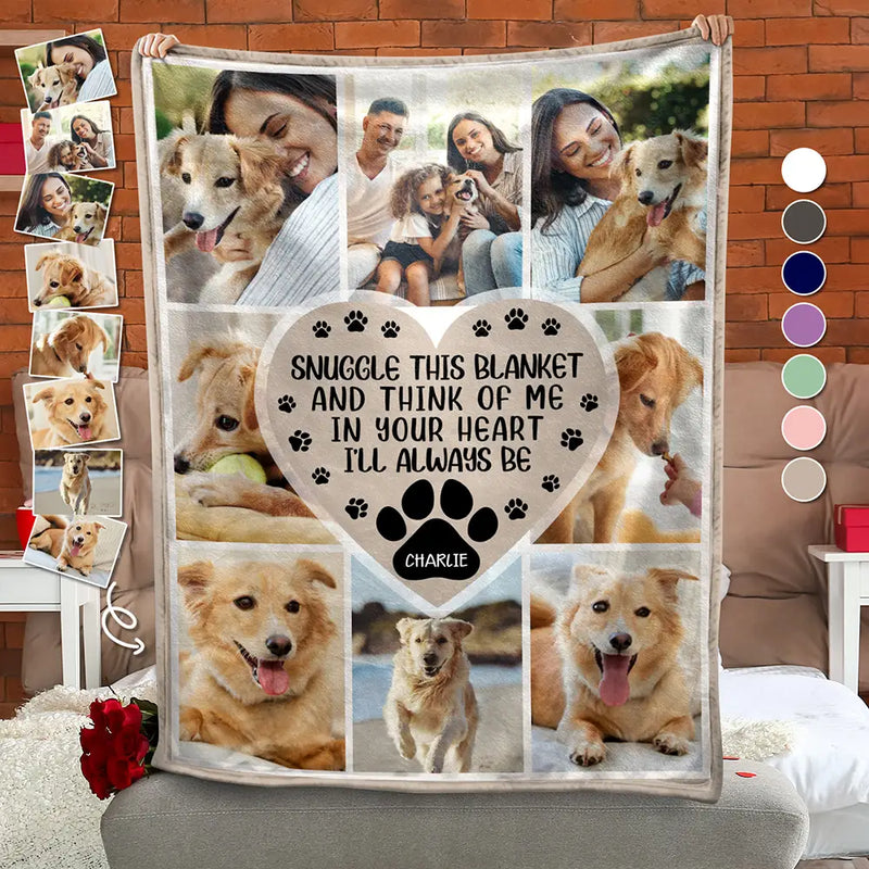 Custom Photo Snuggle This Blanket And Think Of Me - Personalized Fleece Blanket, Sherpa Blanket