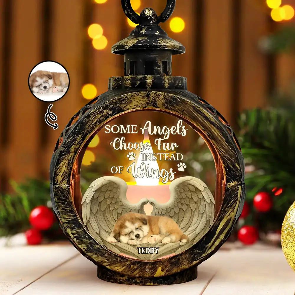 Custom Photo Some Angels Choose Fur Instead Of Wings - Personalized Candlelight Lantern Ornament