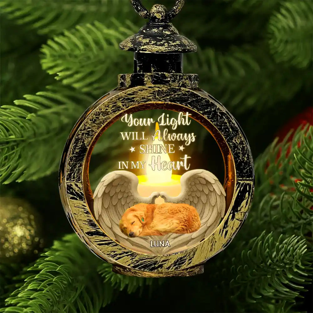 Sad,Memorial,Pet Lovers,Christmas - Custom Photo Some Angels Choose Fur Instead Of Wings - Personalized Candlelight Lantern Ornament