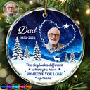 Gift For Yourself, Gift For Women, Gift For Men, Memorial, Dog Lovers, Pet Lovers, Cat Lovers, Sad, Christmas - Custom Photo Someone You Love Up There - Personalized Circle Glass Ornament