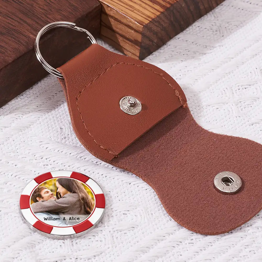 Gift For Couples,Gift For Husband,Gift For Wife,Gift For Boyfriend,Love - Custom Photo Sometimes I Catch Myself - Personalized Leather Pocket Hug