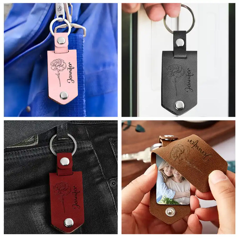 Gift For Mother,Gift For Grandma,Gift For Daughter,Love - Custom Photo Sometimes You Forget You Are Awesome - Personalized Leather Photo Keychain
