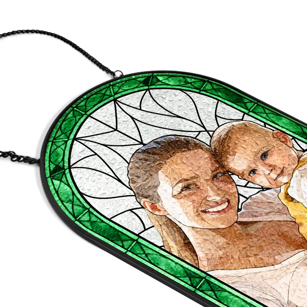 Gift For Couples,Old Couples,Love,LGBT,Gift For Wife,Gift For Boyfriend,Gift For Husband,Gift For Girlfriend - Custom Photo Stained Glass Portrait Couple Family - Personalized Rounded Rectangle Stained Glass Suncatcher