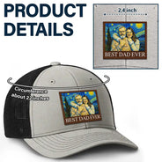 Gift For Father,Gift For Grandpa,Non-Eng,Photo - Pencil Sketch (Bold),Proud - Custom Photo Starry Night Best Dad Papa Ever - Personalized Leather Patch Hat