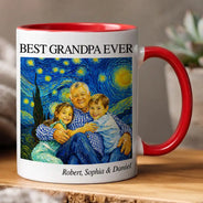 Gift For Father,Gift For Grandpa,Non-Eng,Photo - Starry Night,Proud - Custom Photo Starry Night Best Dad Papa Ever - Personalized Mug