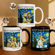 Gift For Father,Gift For Grandpa,Non-Eng,Photo - Starry Night,Proud - Custom Photo Starry Night Best Dad Papa Ever - Personalized Mug