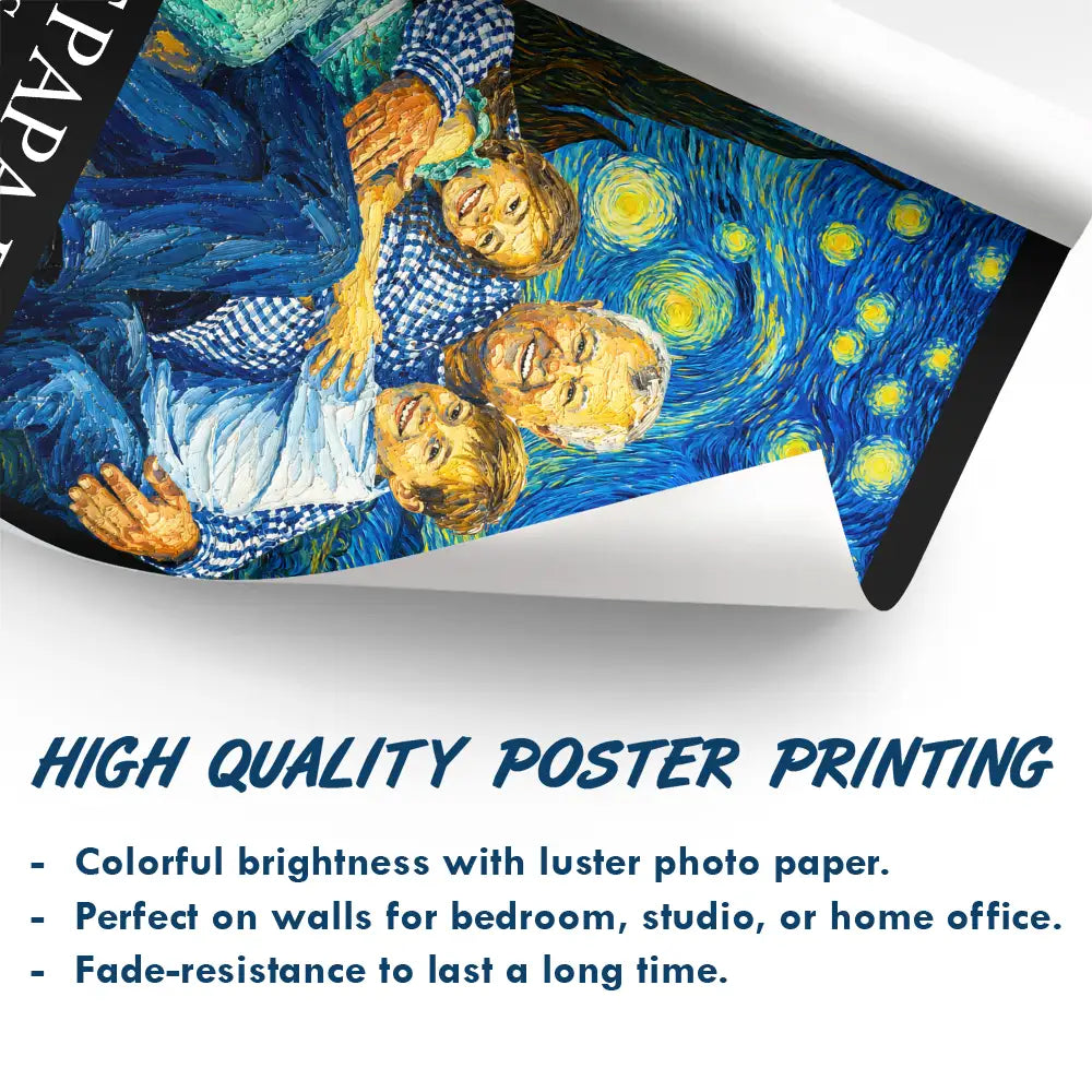 Gift For Father,Gift For Grandpa,Non-Eng,Photo - Starry Night,Proud - Custom Photo Starry Night Best Dad Papa Ever - Personalized Poster