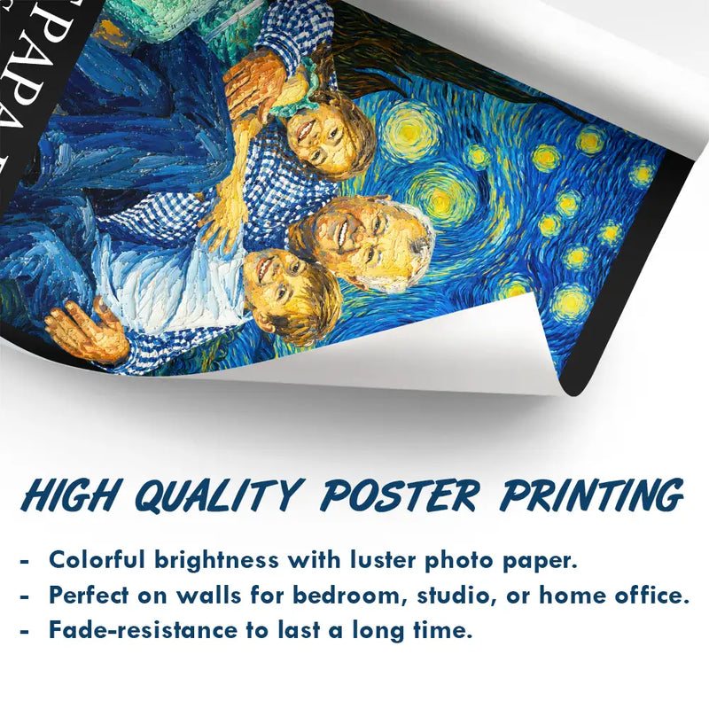Gift For Father,Gift For Grandpa,Non-Eng,Photo - Starry Night,Proud - Custom Photo Starry Night Best Dad Papa Ever - Personalized Poster