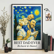 Gift For Father,Gift For Grandpa,Non-Eng,Photo - Starry Night,Proud - Custom Photo Starry Night Best Dad Papa Ever - Personalized Poster