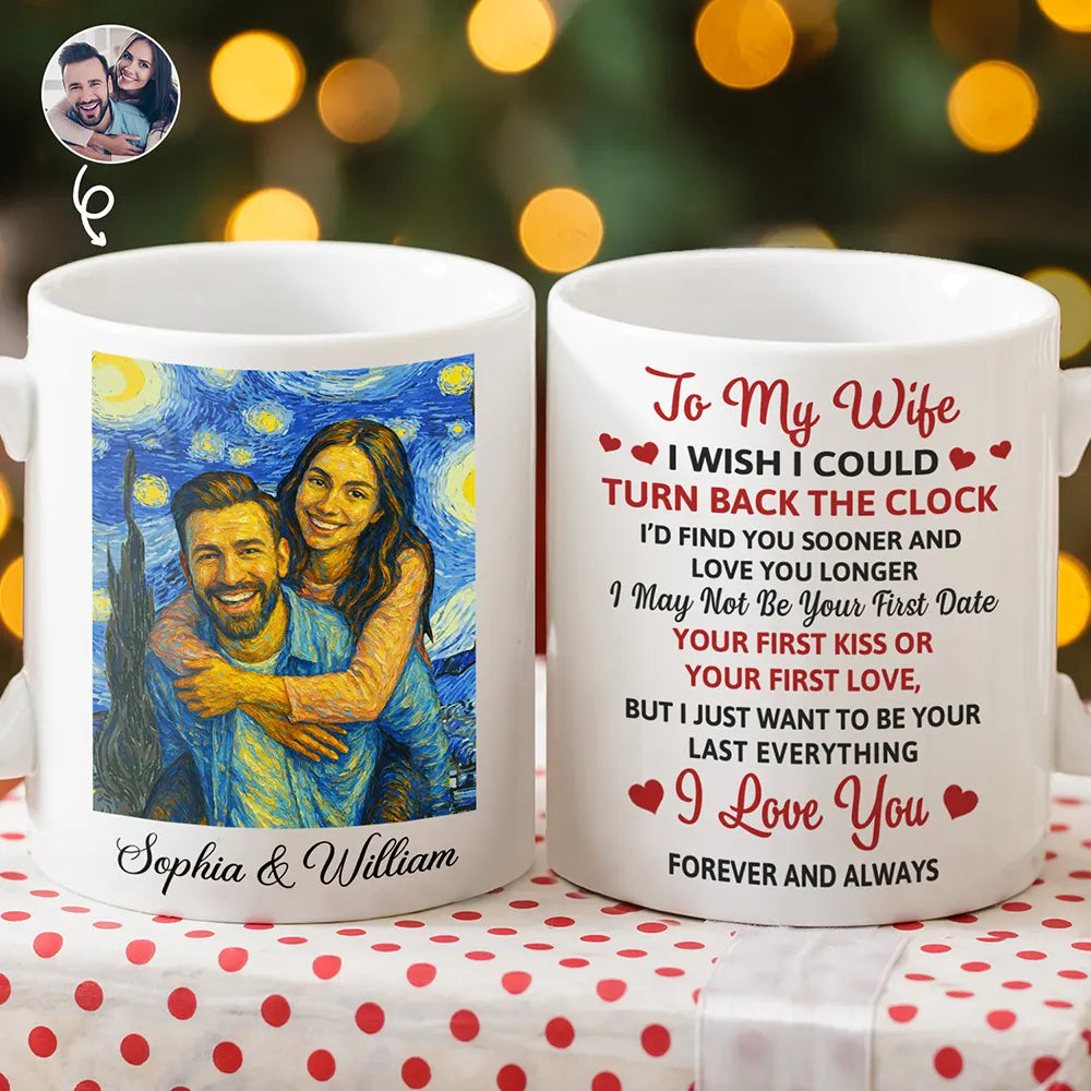 Custom Photo Starry Night Couple I Wish I Could Turn Back The Clock - Personalized Mug