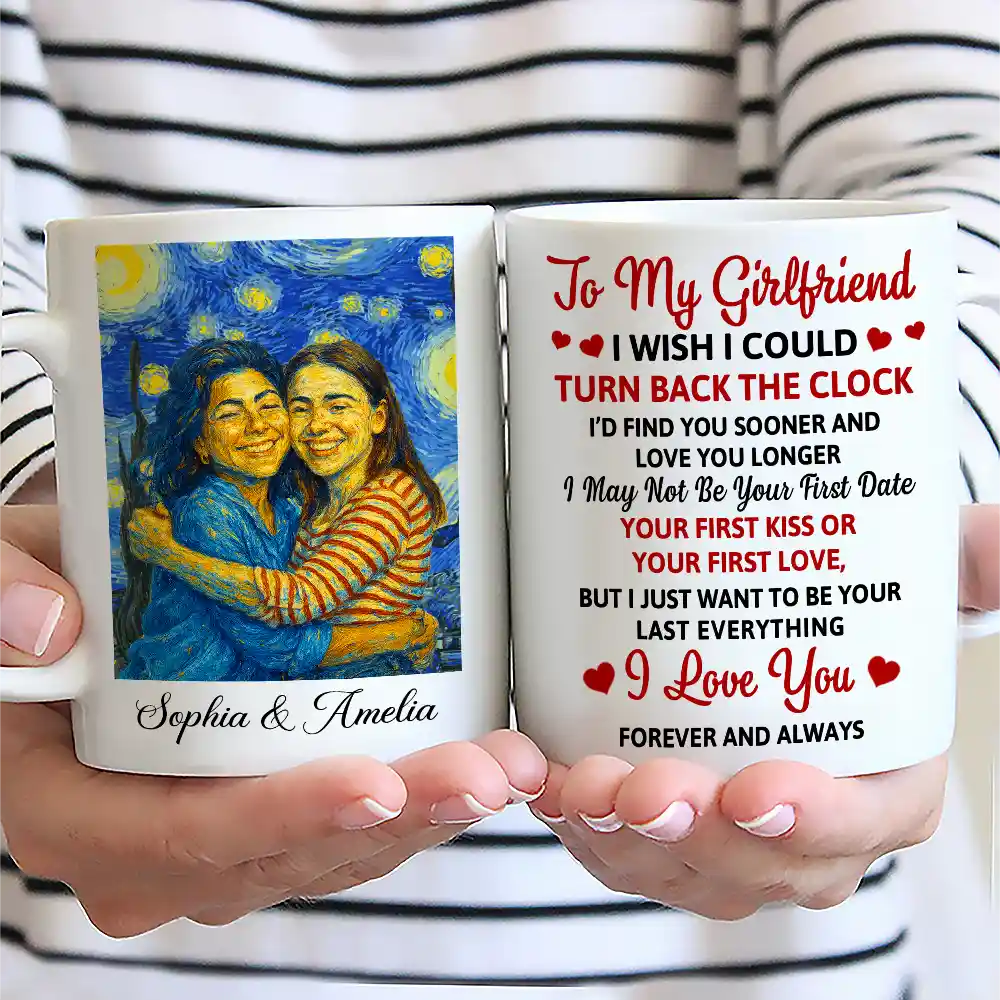 Gift For Couples,Gift For Wife,Gift For Husband,Gift For Boyfriend,Gift For Girlfriend,Funny,Old Couples - Custom Photo Starry Night Couple I Wish I Could Turn Back The Clock - Personalized Mug