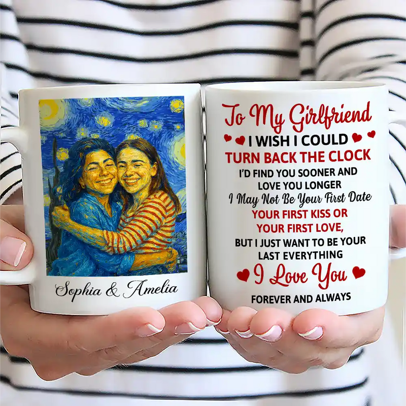 Gift For Couples,Gift For Wife,Gift For Husband,Gift For Boyfriend,Gift For Girlfriend,Funny,Old Couples - Custom Photo Starry Night Couple I Wish I Could Turn Back The Clock - Personalized Mug