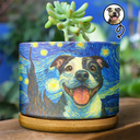 Dog Lovers,Pet Lovers,Cat Lovers,Non-Eng,Photo - Starry Night,Playful - Custom Photo Starry Night Dog Cat Pet - Personalized Ceramic Plant Pot