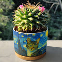 Dog Lovers,Pet Lovers,Cat Lovers,Non-Eng,Photo - Starry Night,Playful - Custom Photo Starry Night Dog Cat Pet - Personalized Ceramic Plant Pot