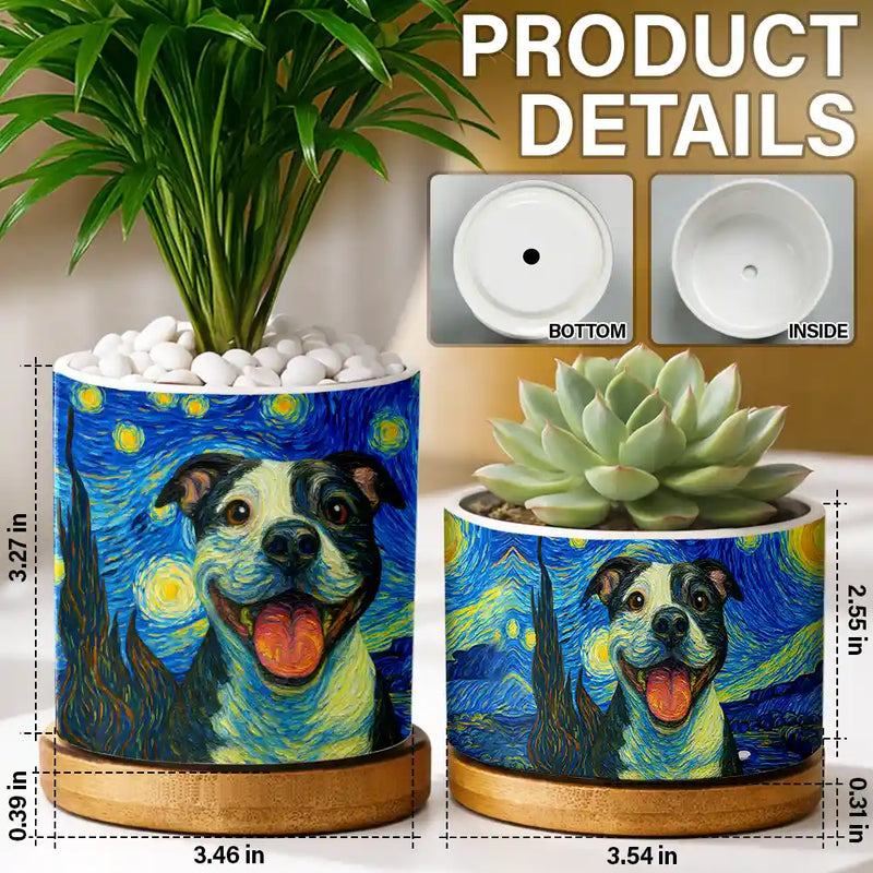 pet plant pot Custom Photo Starry Night Dog Cat Pet