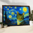 Happy,Dog Lovers,Pet Lovers,Cat Lovers - Custom Photo Starry Night Dog Cat Pet - Personalized Poster
