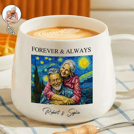 Custom Photo Starry Night Forever & Always Couple Anniversary - Personalized Tapered Mug