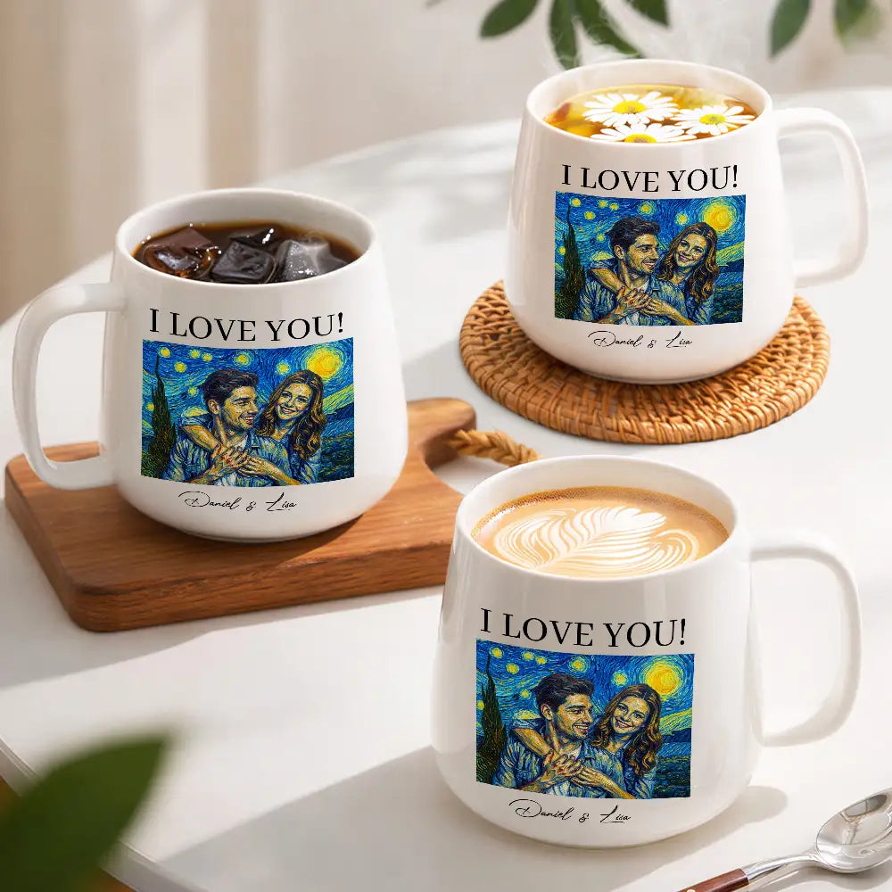 Custom Photo ,Art Design, Gift For Couples, Wedding, Romantic, Photo - Starry Night - Custom Photo Starry Night Forever & Always Couple Anniversary - Personalized Tapered Mug