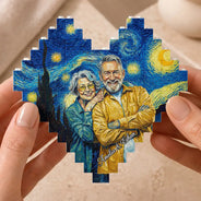 Custom Photo,Art Design,Gift For Couples,Top Market,Romantic,Photo - Starry Night  - Custom Photo Starry Night Couple Anniversary - Personalized Building Brick Blocks