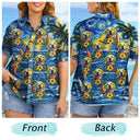 Custom Photo,Beach,Art Design,Summer,Top Market,Pet Dad,Pet Lovers,Gift For Father,Playful,Photo - Starry Night  - Custom Photo Starry Night Tropical Pattern Dog Cat Kid - Personalized Hawaiian Shirt