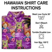 Custom Photo,Beach,Art Design,Summer,Top Market,Pet Dad,Pet Lovers,Gift For Father,Playful,Photo - Starry Night  - Custom Photo Starry Night Tropical Pattern Dog Cat Kid - Personalized Hawaiian Shirt