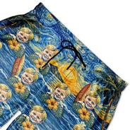 Custom Photo,Art Design,Summer,Top Market,Pet Dad,Pet Lovers,Gift For Father,Playful,Photo - Starry Night  - Custom Photo Starry Night Tropical Pattern Dog Cat Kid - Personalized Unisex Beach Shorts